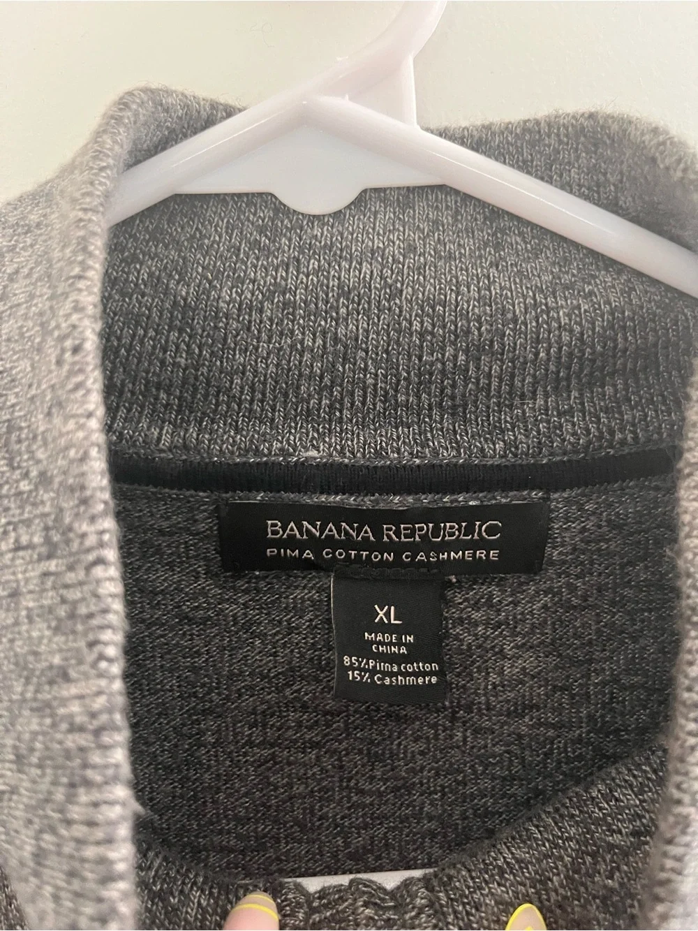 Banana Republic Men's Dark Gray Half-Zip Pima Cotton Cashmere Sweater